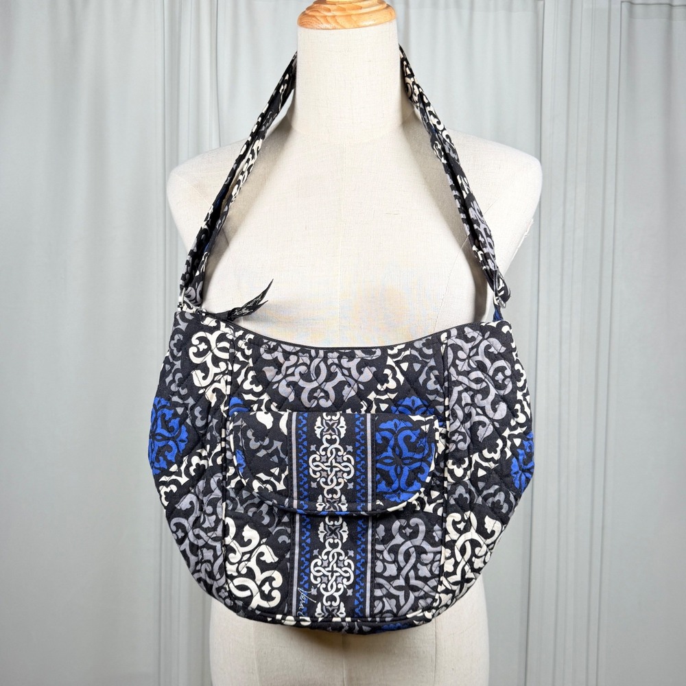 Vera Bradley Hobo Crossbody Shoulder Bag Canterberry Cobalt 2013 Retired Print